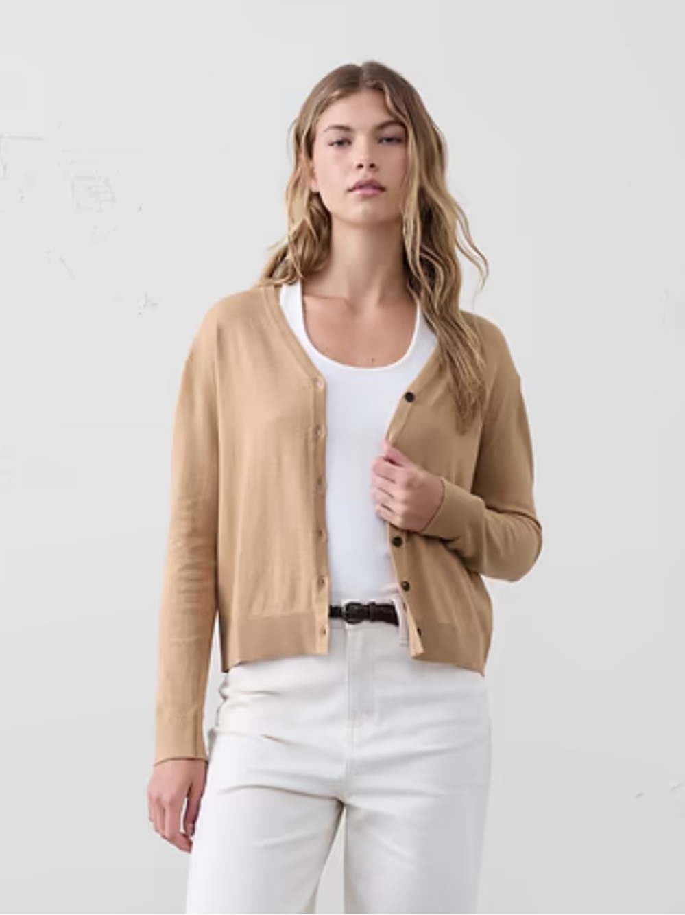Banana Republic Tan V-Neck Cardigan